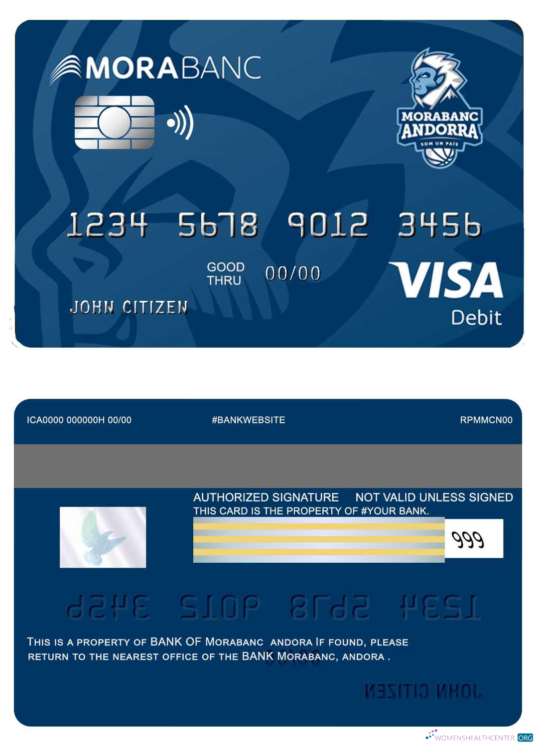Premium Herunterladen Andorra MoraBank Visa Debit Photoshop Vorlage