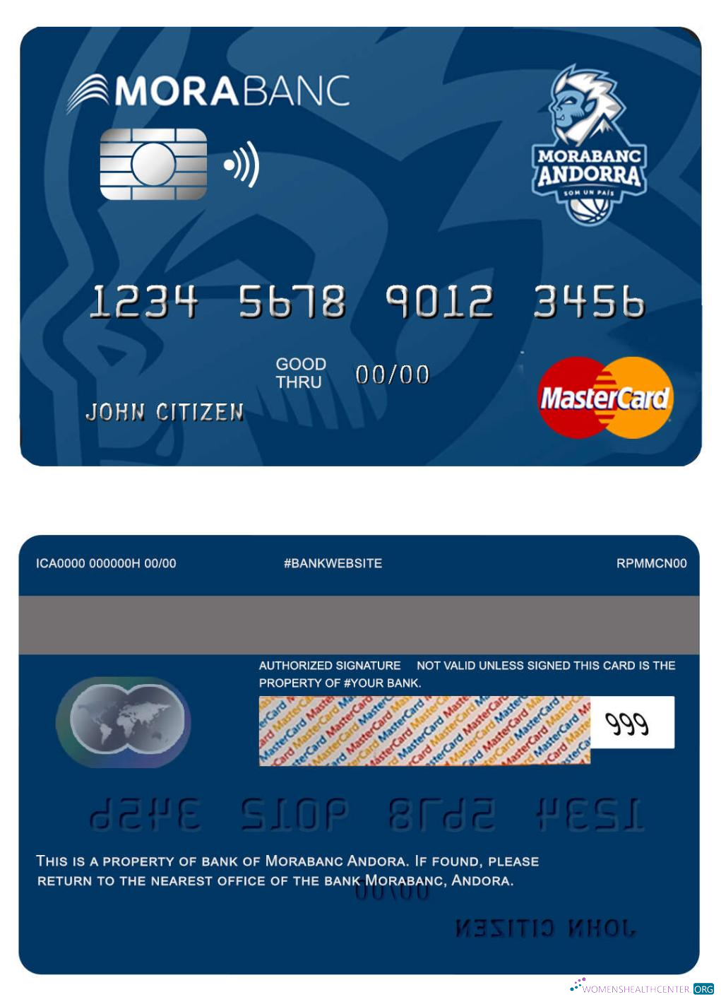 Realistische Herunterladen Andorra MoraBank Mastercard Photoshop Vorlage
