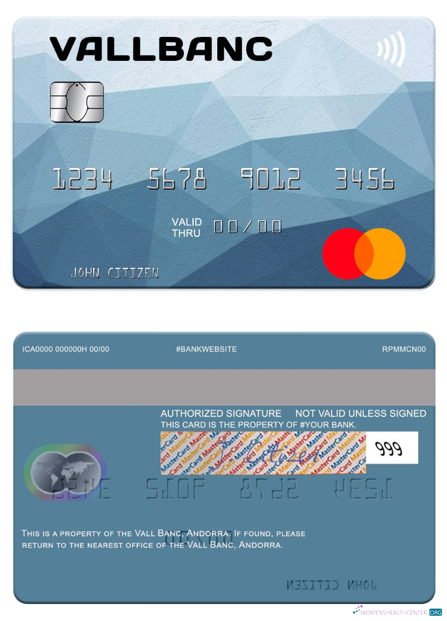 Hochwertige Herunterladen Andorra Vall Banc Mastercard Photoshop Vorlage