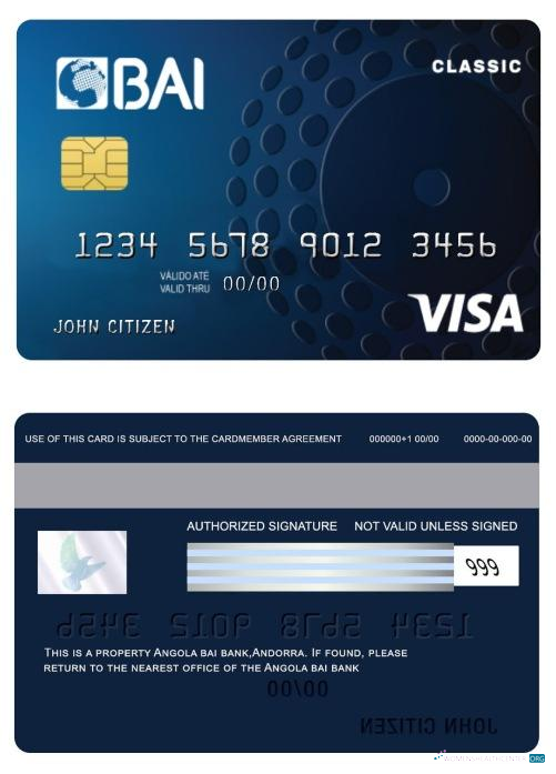 Editierbare Herunterladen Angola Bai Bank Classic Kredit Visa Karte Photoshop Vorlage