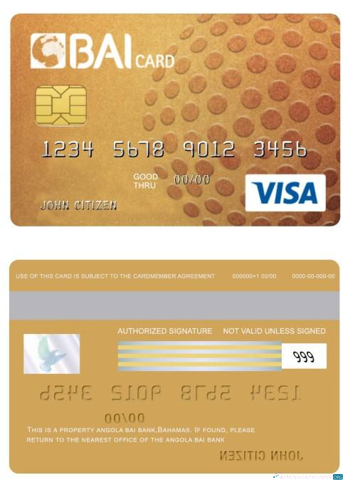 Editierbare Herunterladen Angola Bai Bank Gold Kredit Visa Karte Photoshop Vorlage