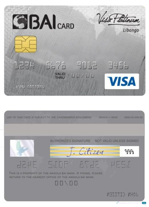 Realistische Herunterladen Angola Bai Bank Visa Platin Karte Photoshop Vorlage