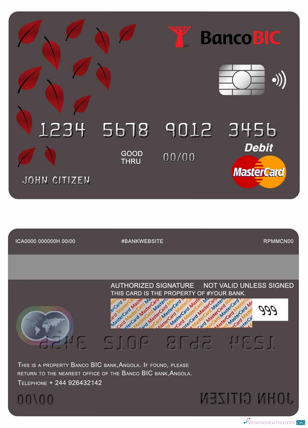 Realistische Herunterladen Angola Banco BIC Bank Mastercard Debit Karte Photoshop Vorlage