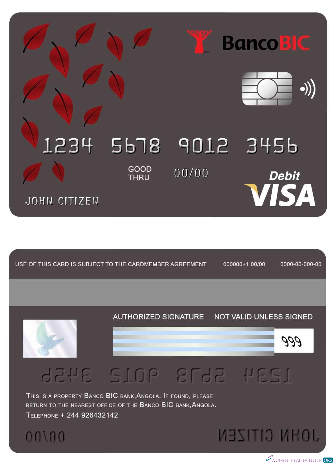 Professionelle Herunterladen Angola Banco BIC Bank Visa Karte Photoshop Vorlage