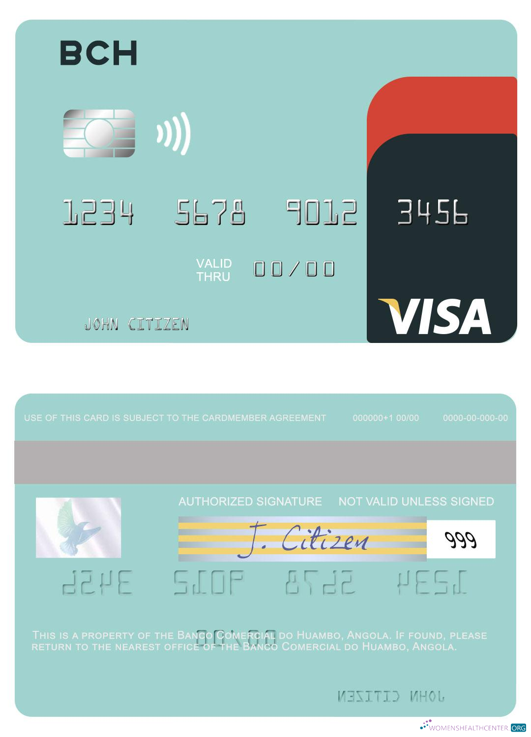 Hochwertige Herunterladen Angola Banco Comercial Do Huambo Visa Karte Photoshop Vorlage
