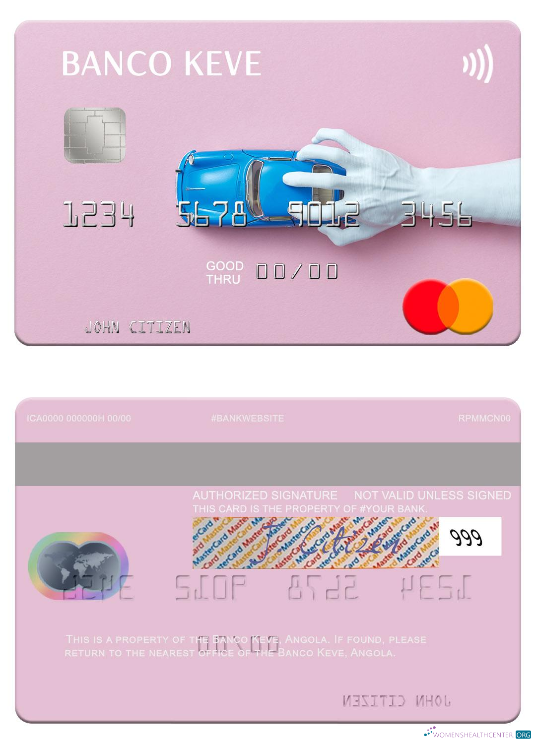 Realistische Herunterladen Angola Banco Keve Mastercard Photoshop Vorlage