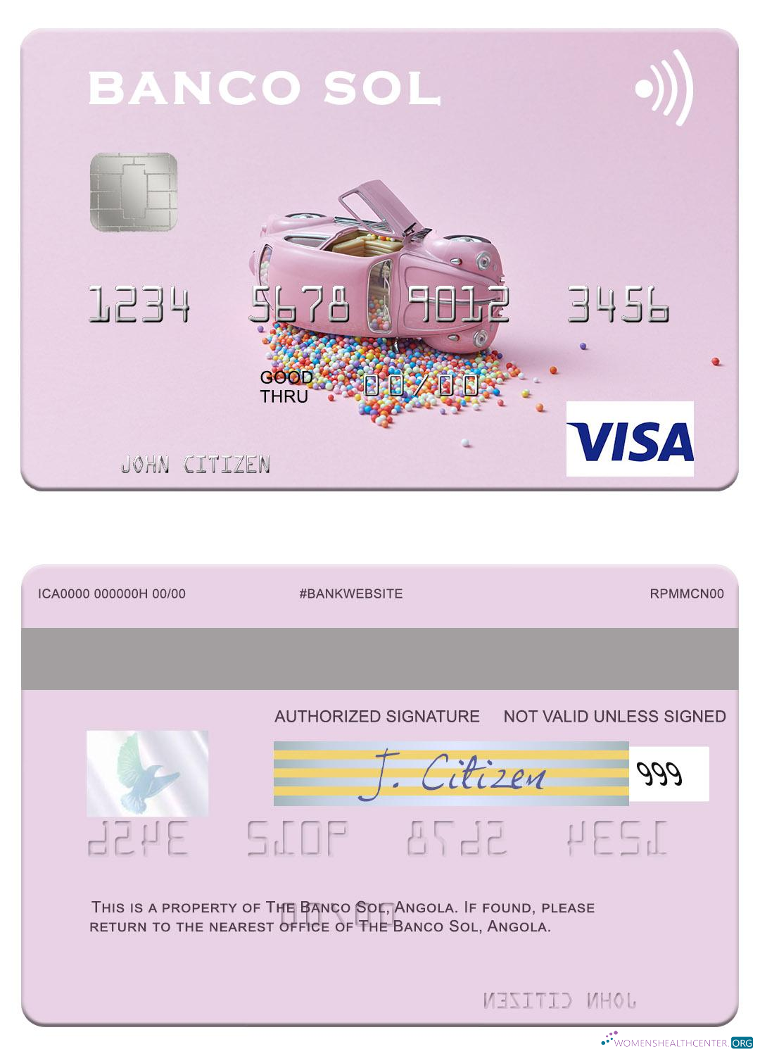 Professionelle Herunterladen Angola Banco Sol Visa Karte Photoshop Vorlage
