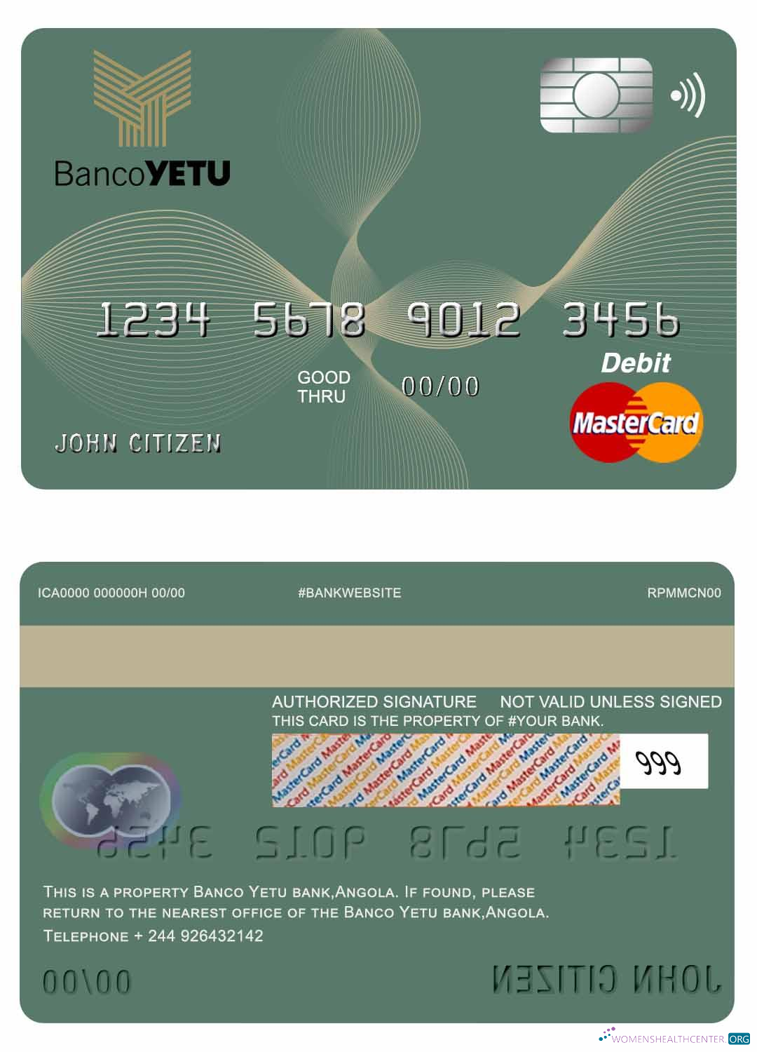 Realistische Herunterladen Angola Banco Yetu Bank Master Debit Karte Photoshop Vorlage