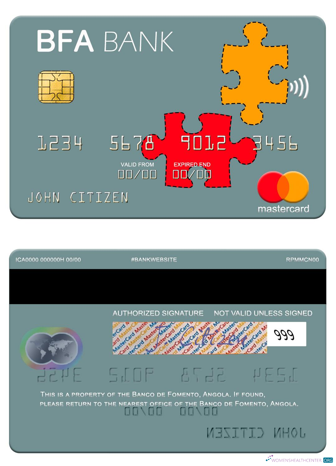 Editierbare Herunterladen Angola Banco de Fomento Mastercard Photoshop Vorlage