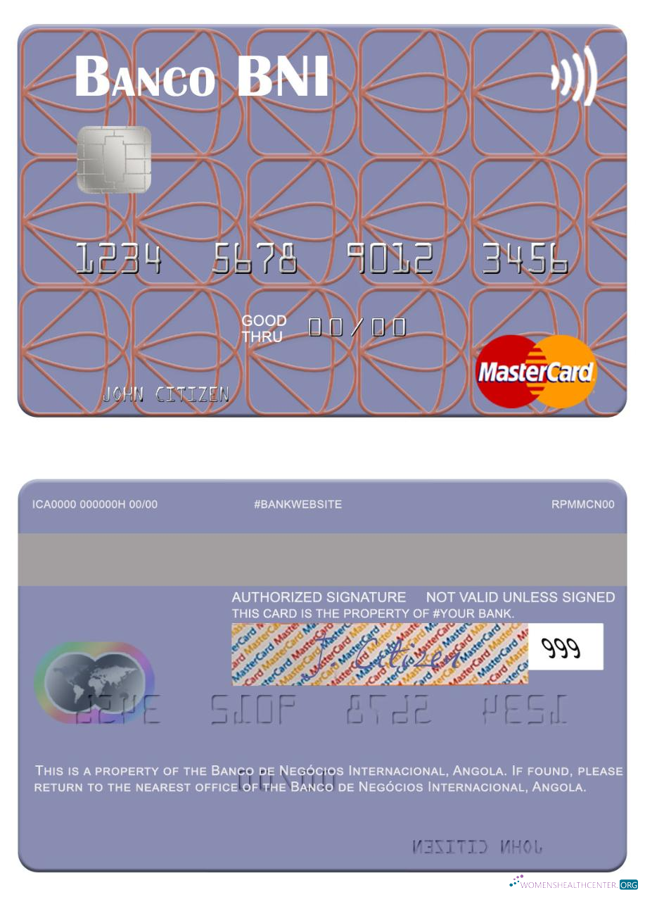 Hochwertige Herunterladen Angola Banco de Negócios Internacional Mastercard Photoshop Vorlage