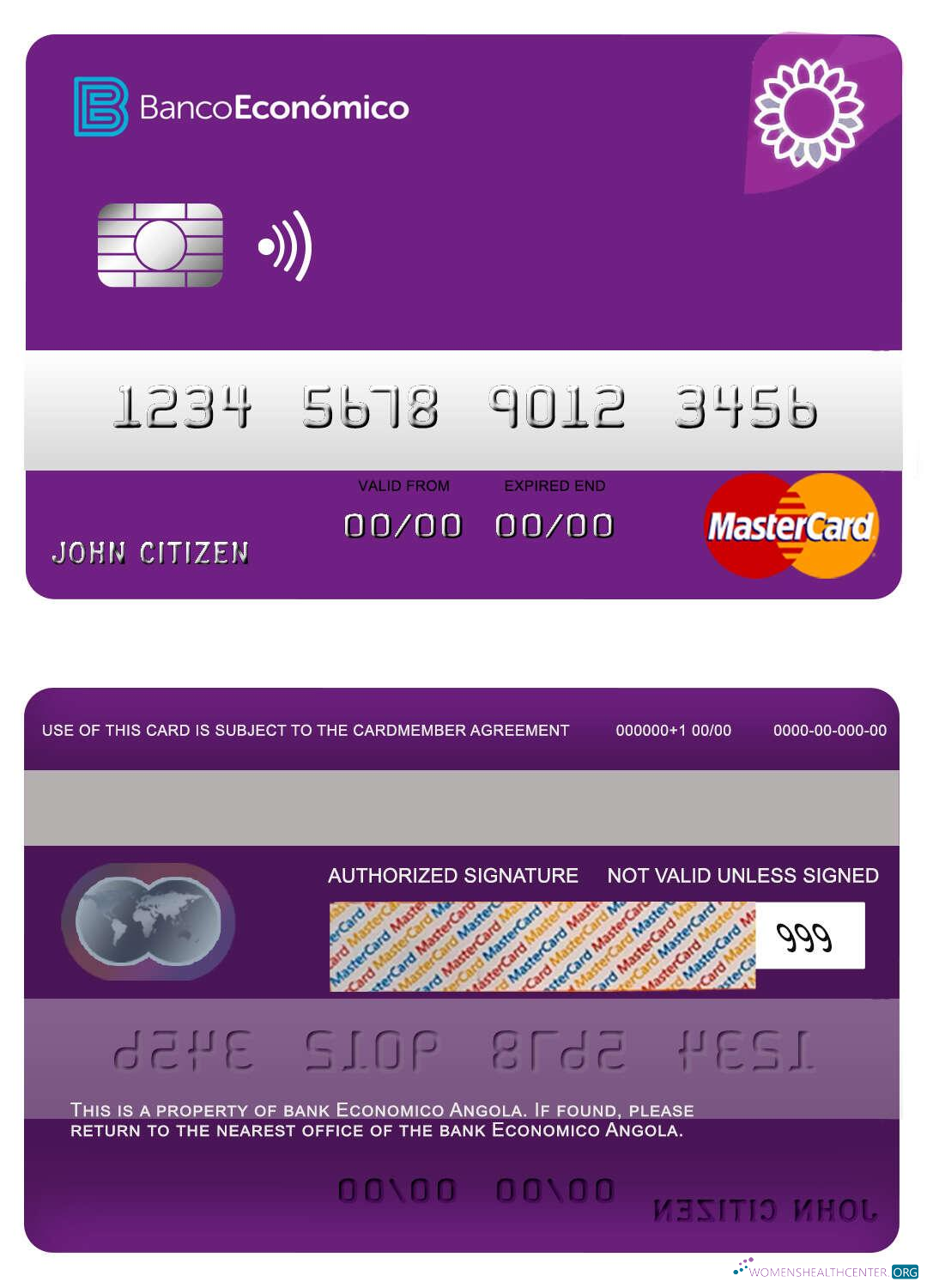 Realistische Herunterladen Angola Bank Economio Mastercard Photoshop Vorlage
