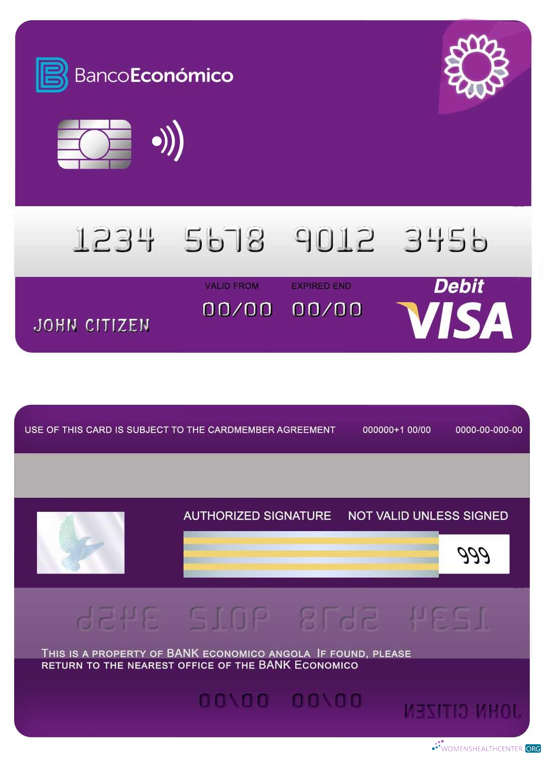 Hochwertige Herunterladen Angola Bank Economio Visa Debit Karte Photoshop Vorlage