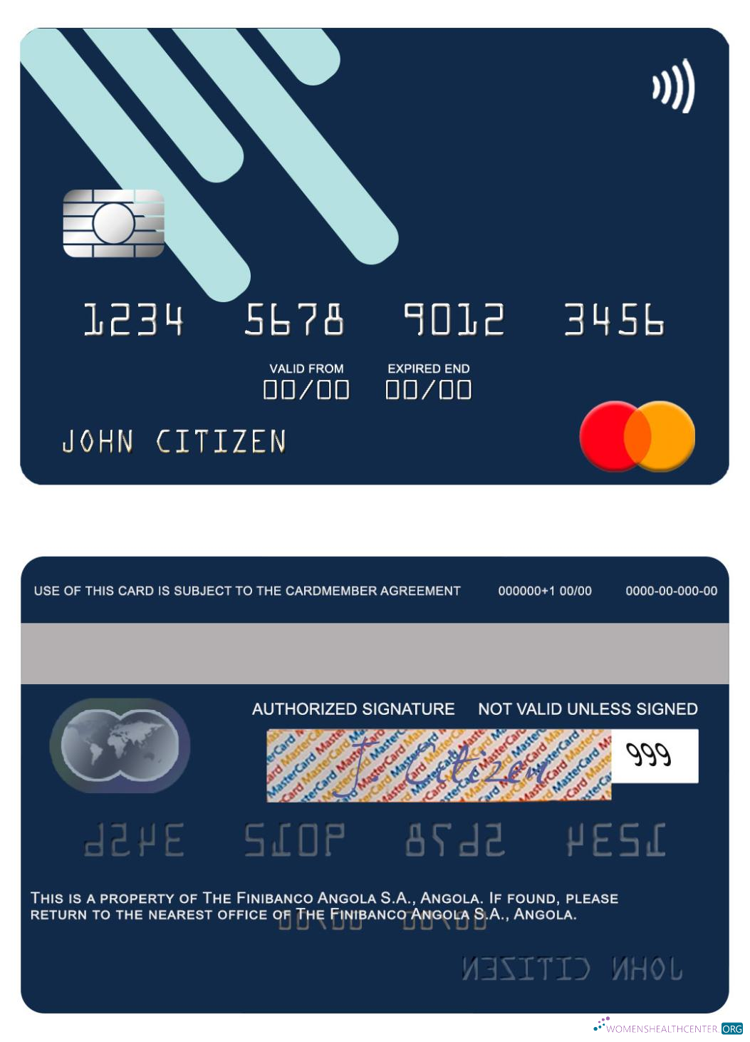 Professionelle Herunterladen Angola Finibanco Angola S.A. Mastercard Photoshop Vorlage