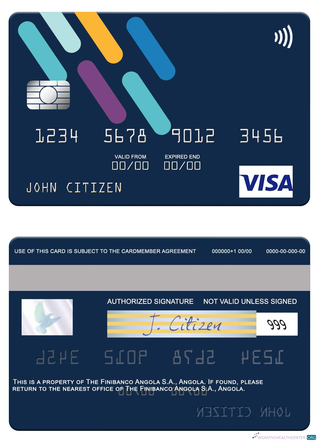 Professionelle Herunterladen Angola Finibanco Angola S.A. Visa Karte Photoshop Vorlage