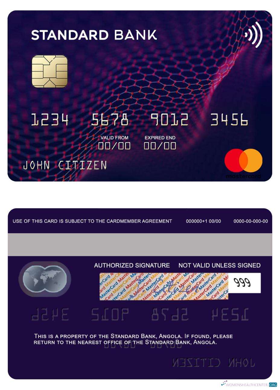 Realistische Herunterladen Angola Standard Bank Mastercard Photoshop Vorlage
