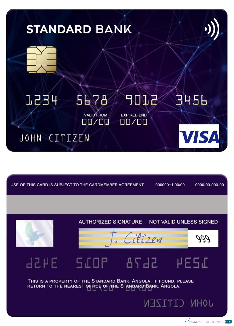 Realistische Herunterladen Angola Standard Bank Visa Karte Photoshop Vorlage