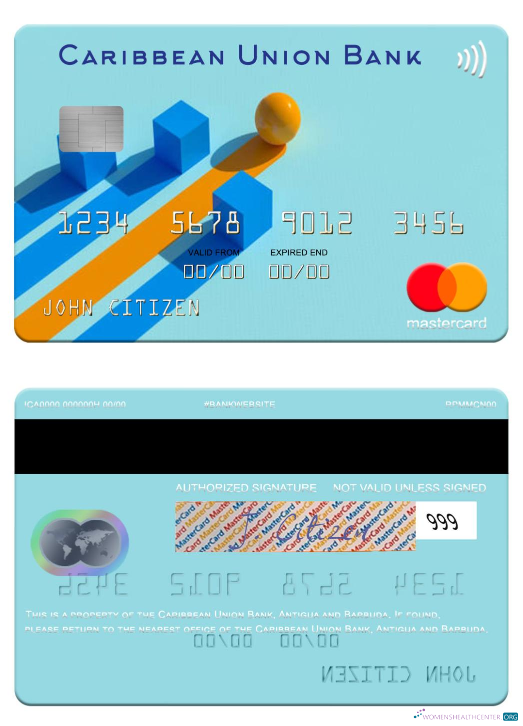 Premium Herunterladen Antigua und Barbuda Caribbean Union Bank Mastercard Photoshop Vorlage