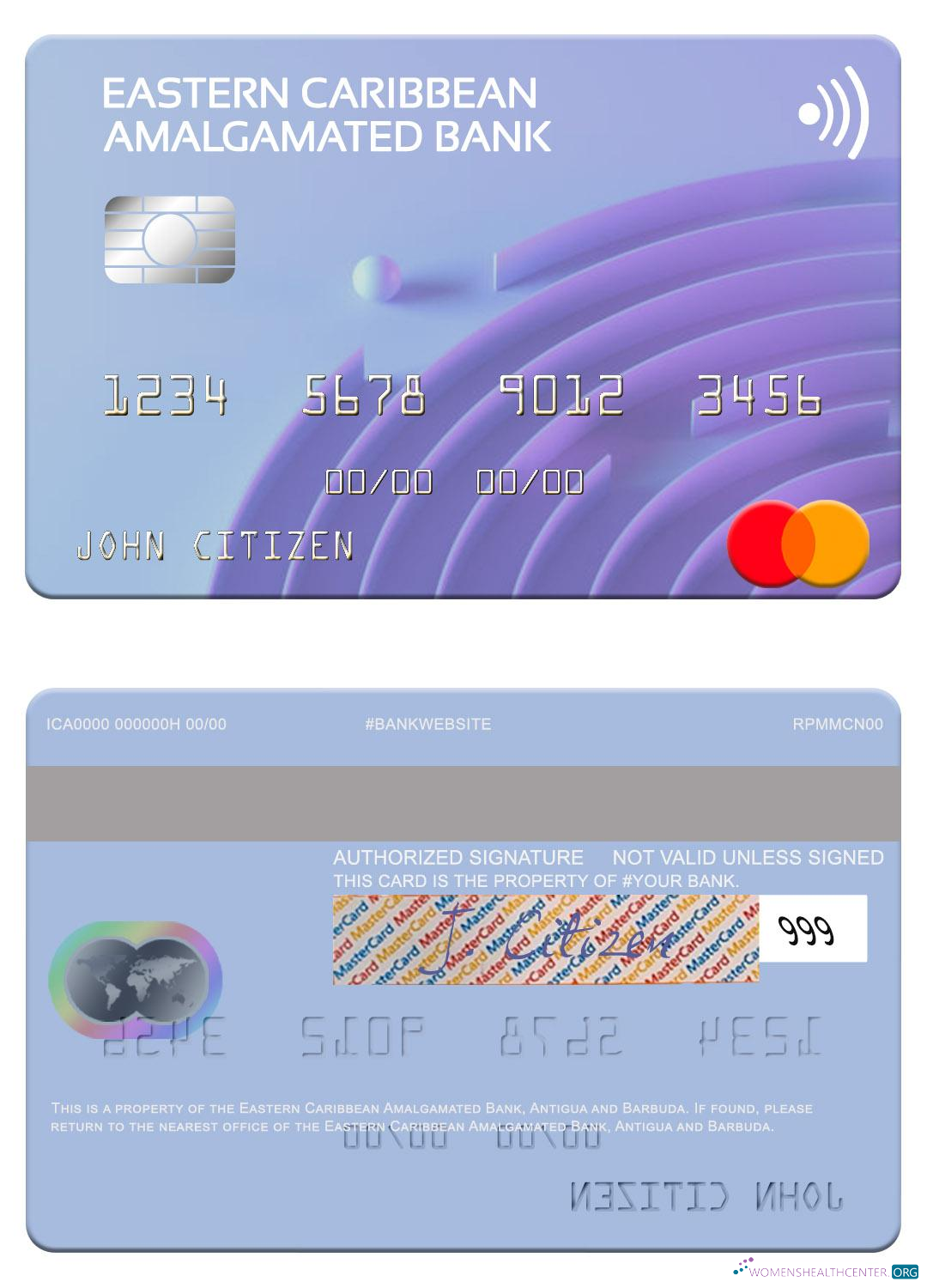Professionelle Herunterladen Antigua und Barbuda Eastern Caribbean Amalgamated Bank Mastercard Photoshop Vorlage
