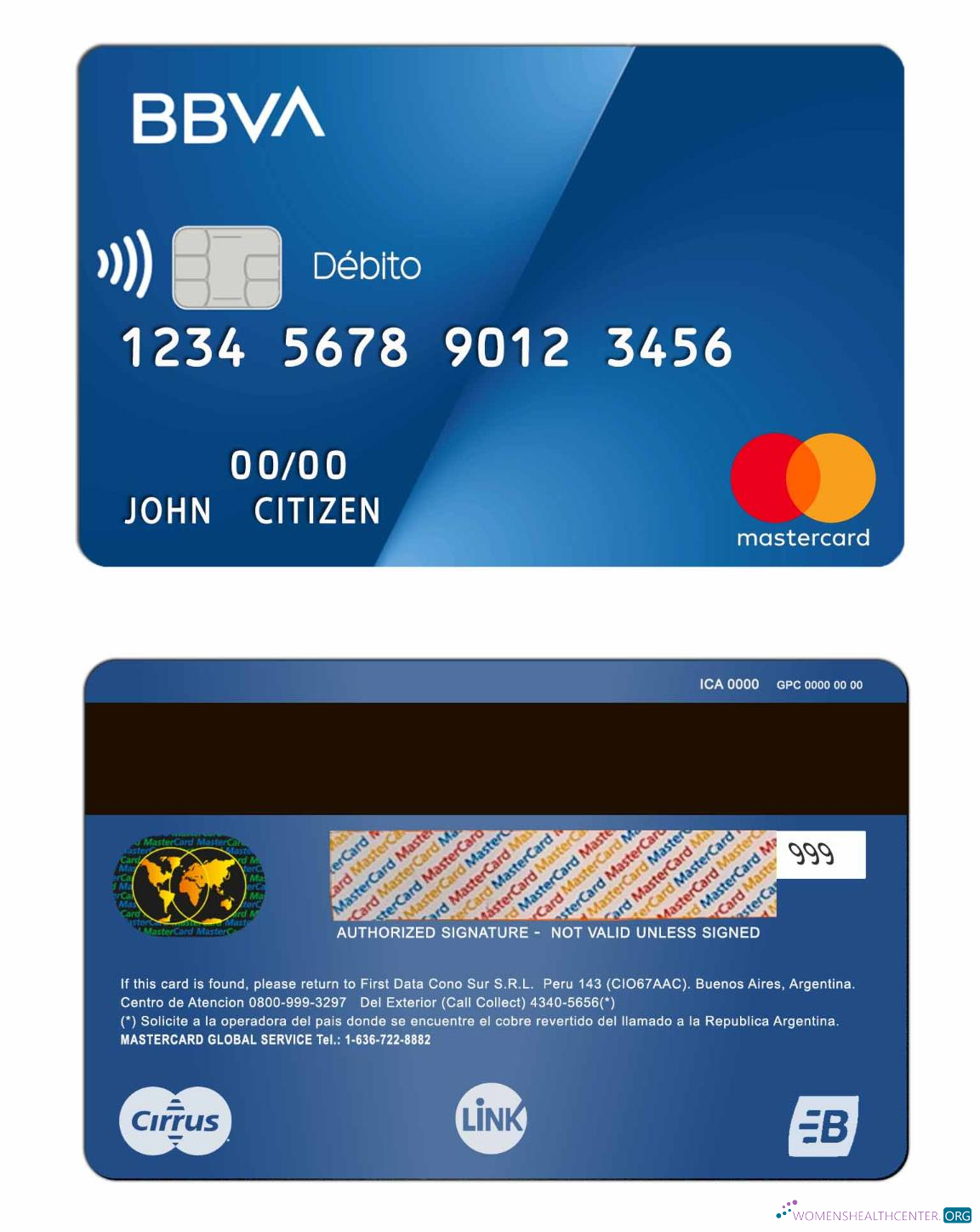 Realistische Herunterladen Argentinien BBVA Bank Mastercard Photoshop Vorlage