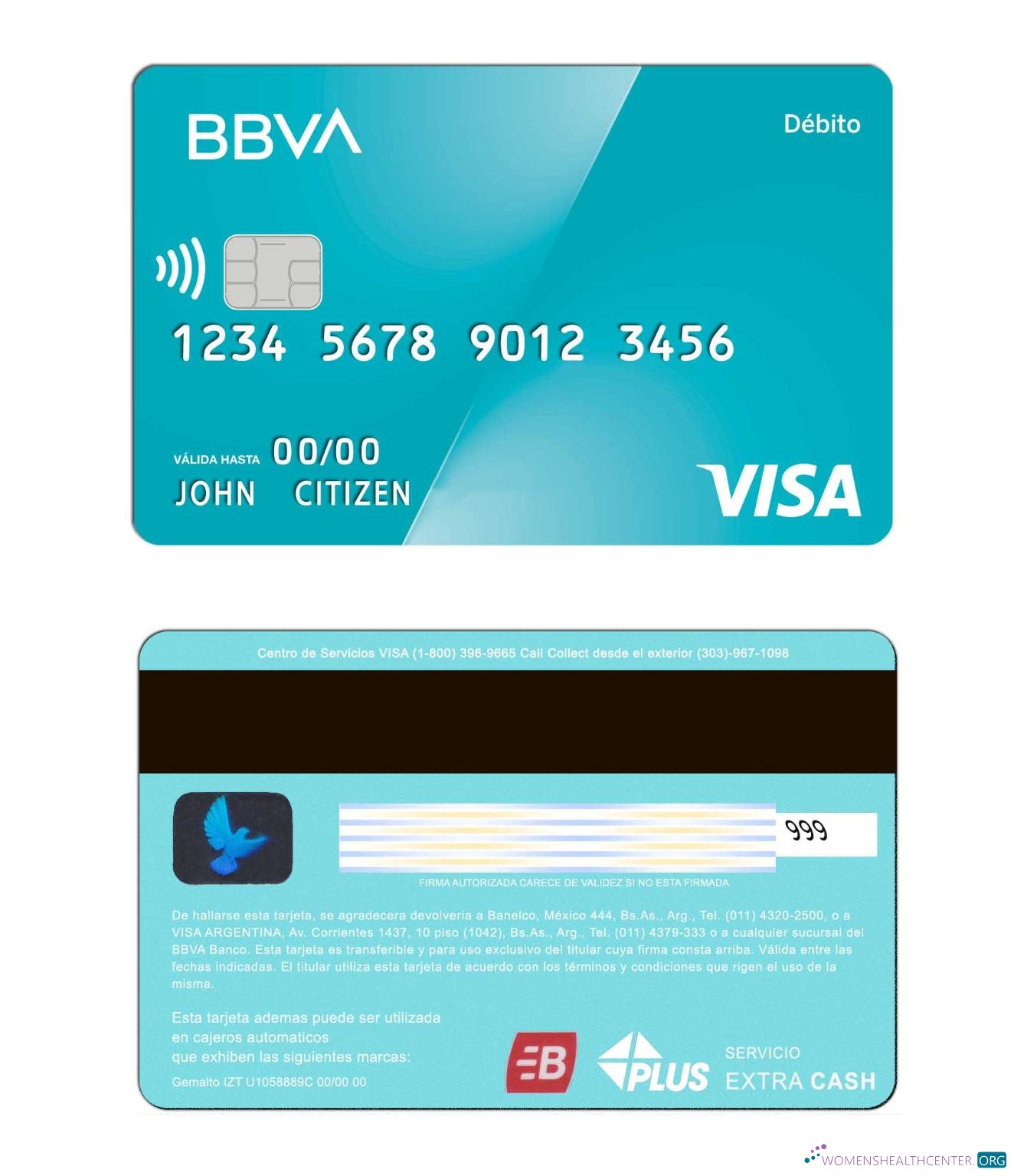 Hochwertige Herunterladen Argentinien BBVA Bank Visa Debit Karte Photoshop Vorlage