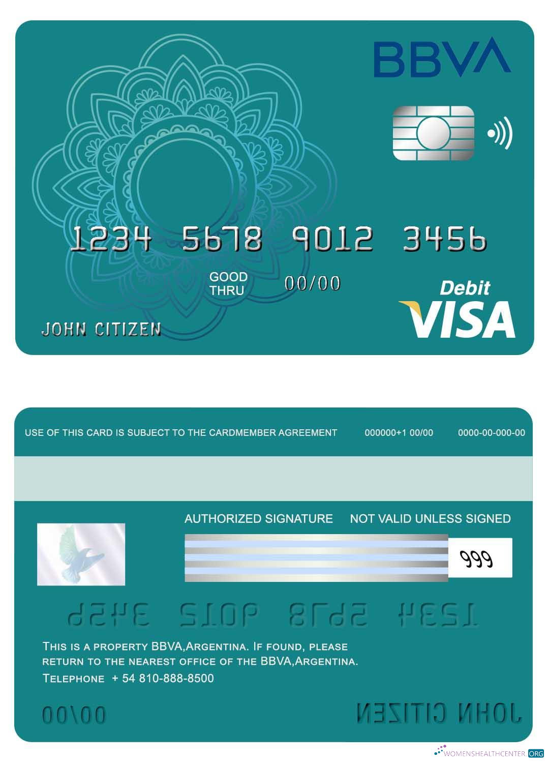 Realistische Herunterladen Argentinien BBVA Bank Visa Karte Photoshop Vorlage