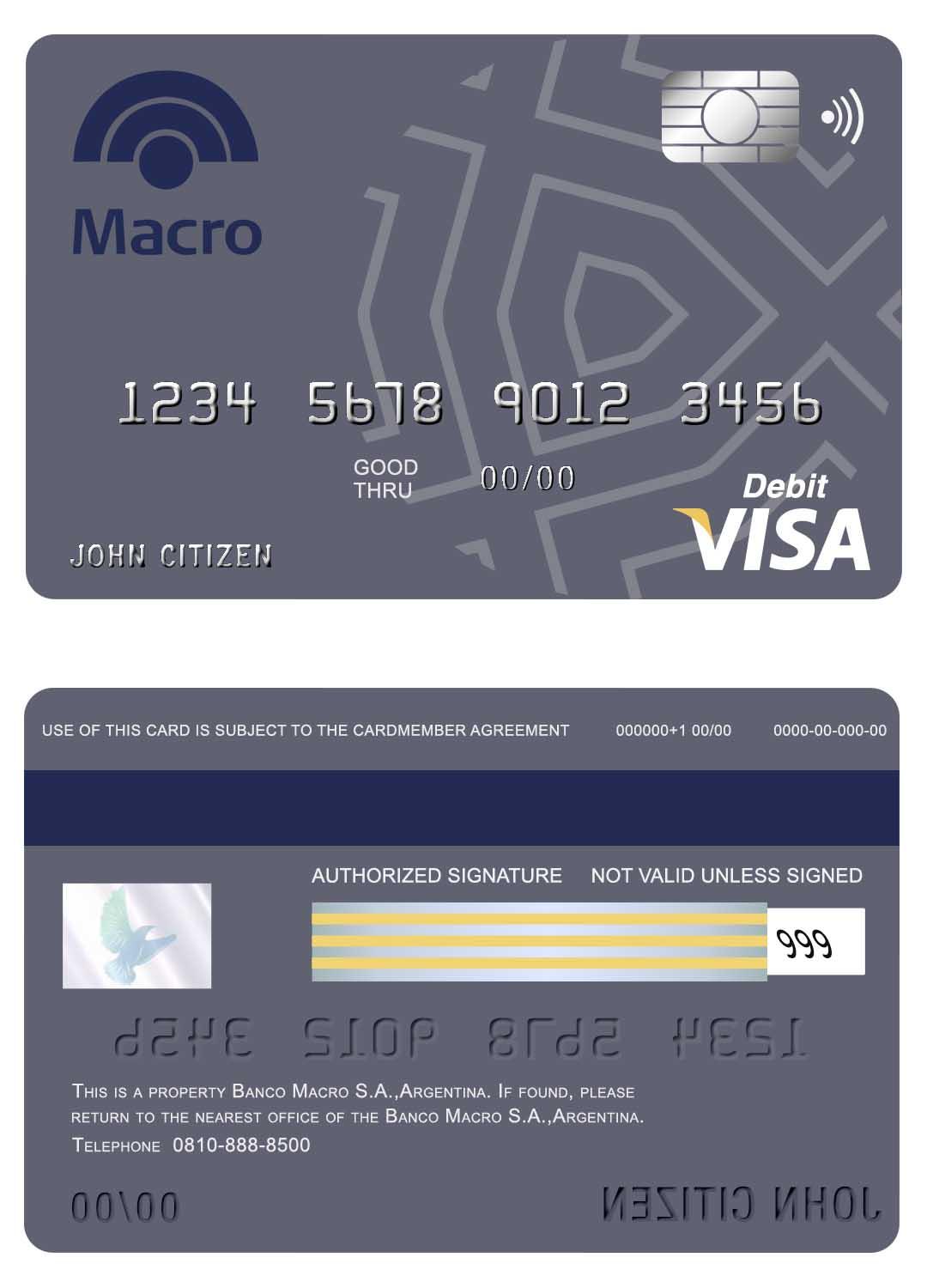 Premium Herunterladen Argentinien Banco Macro S.A. Bank Visa Karte Photoshop Vorlage