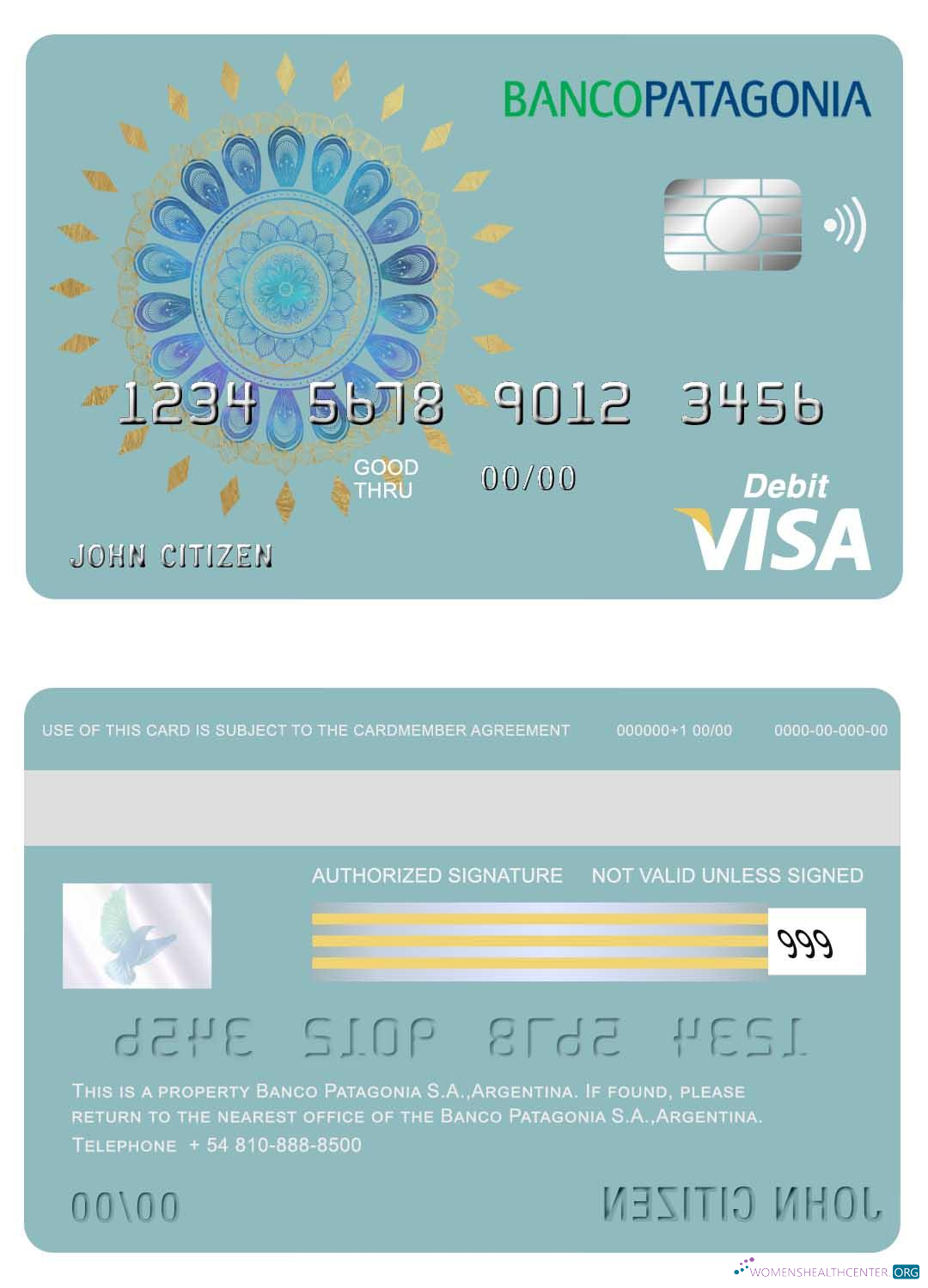 Realistische Herunterladen Argentinien Banco Patagonia S.A. Bank Visa Karte Photoshop Vorlage