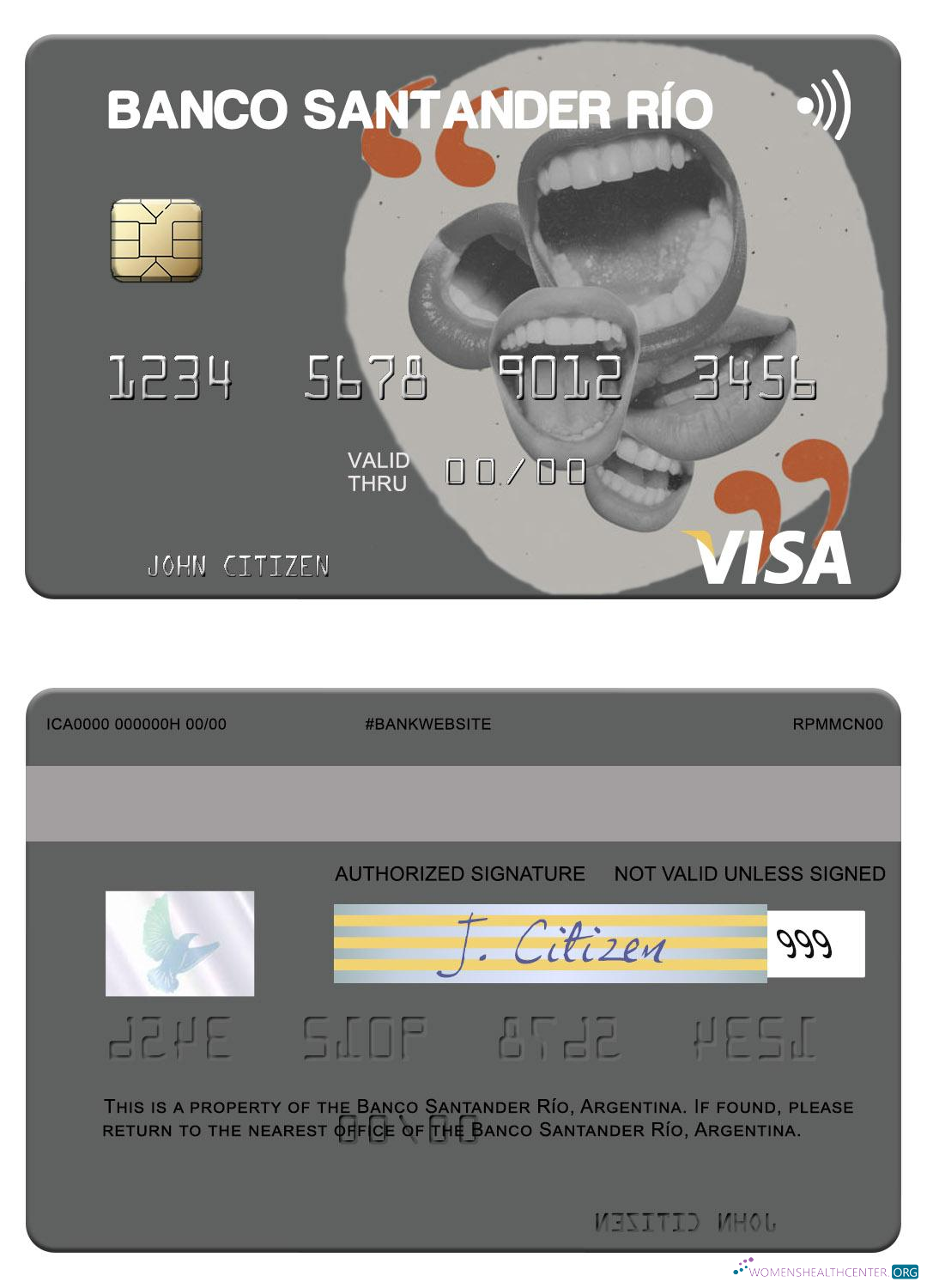 Realistische Herunterladen Argentinien Banco Santander Río Visa Karte Photoshop Vorlage
