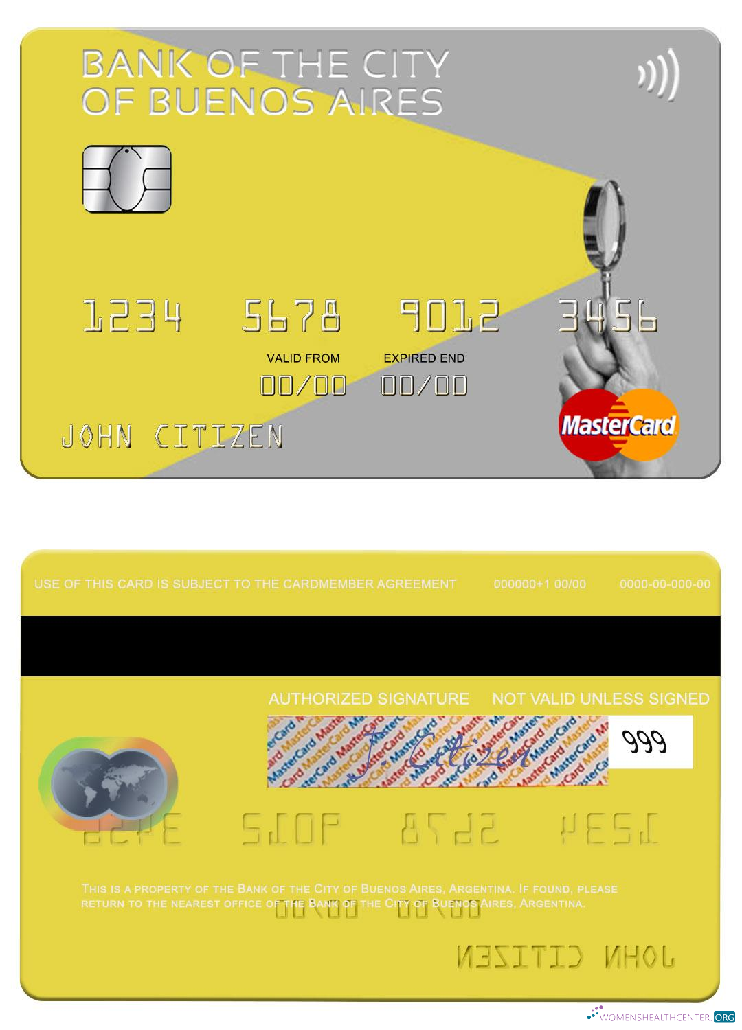 Realistische Herunterladen Argentinien Bank von The Stadt von Buenos Aires Mastercard Photoshop Vorlage