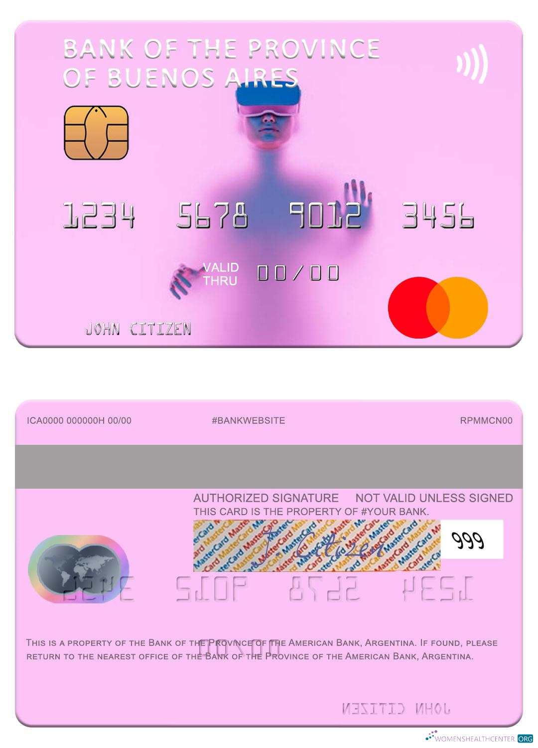 Hochwertige Herunterladen Argentinien Bank von The Province von Buenos Aires Mastercard Photoshop Vorlage