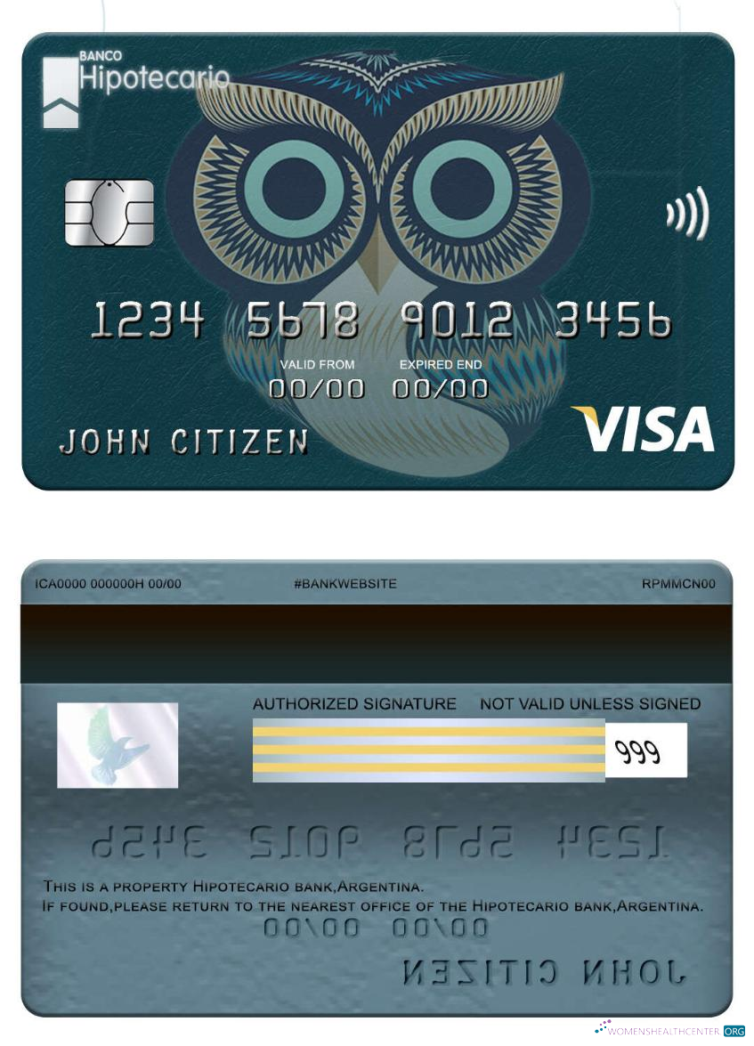 Editierbare Herunterladen Argentinien Hipotecario Bank Visa Karte Photoshop Vorlage