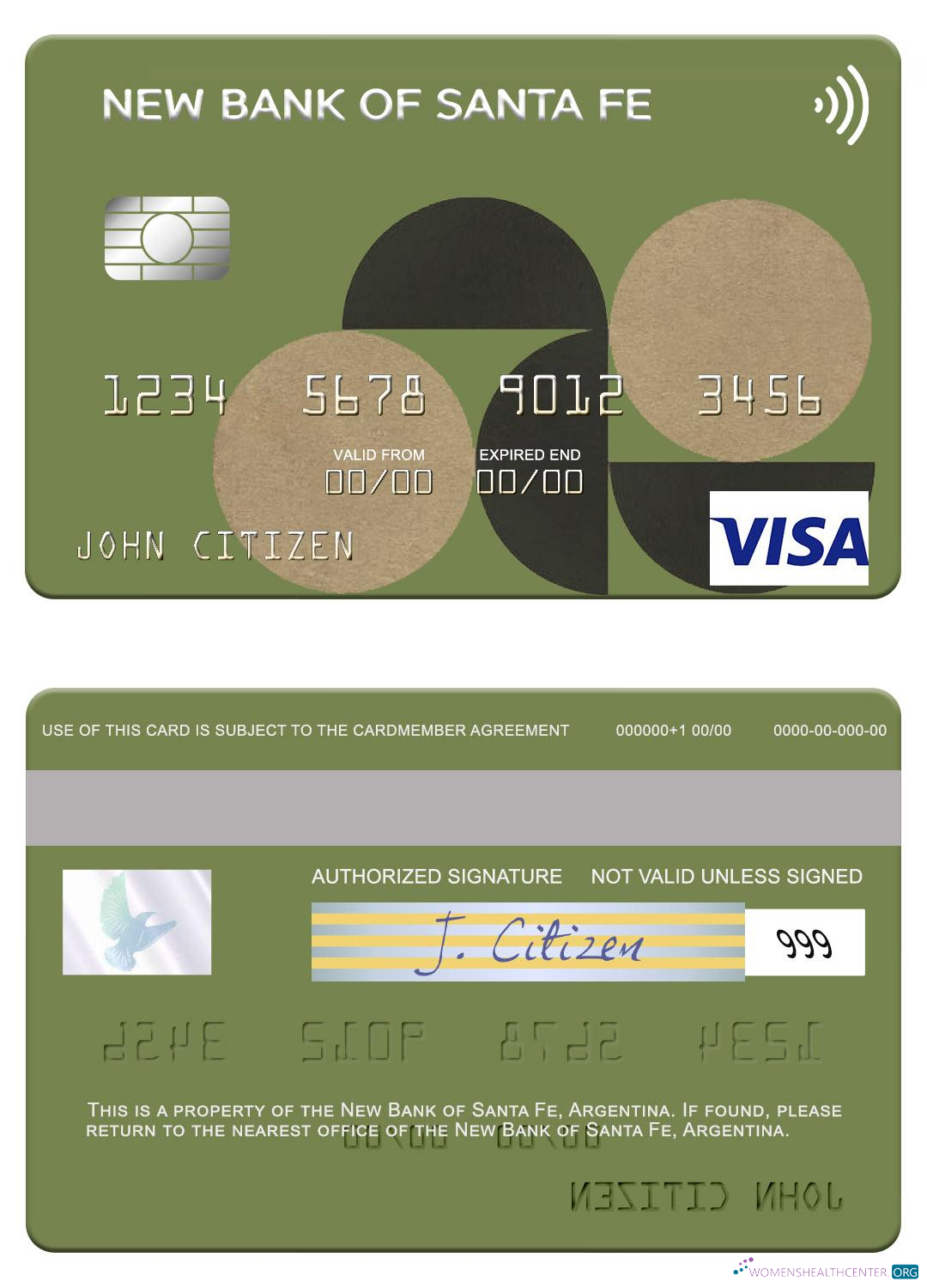 Hochwertige Herunterladen Argentinien Neu Bank von Santa Fe Visa Karte Photoshop Vorlage