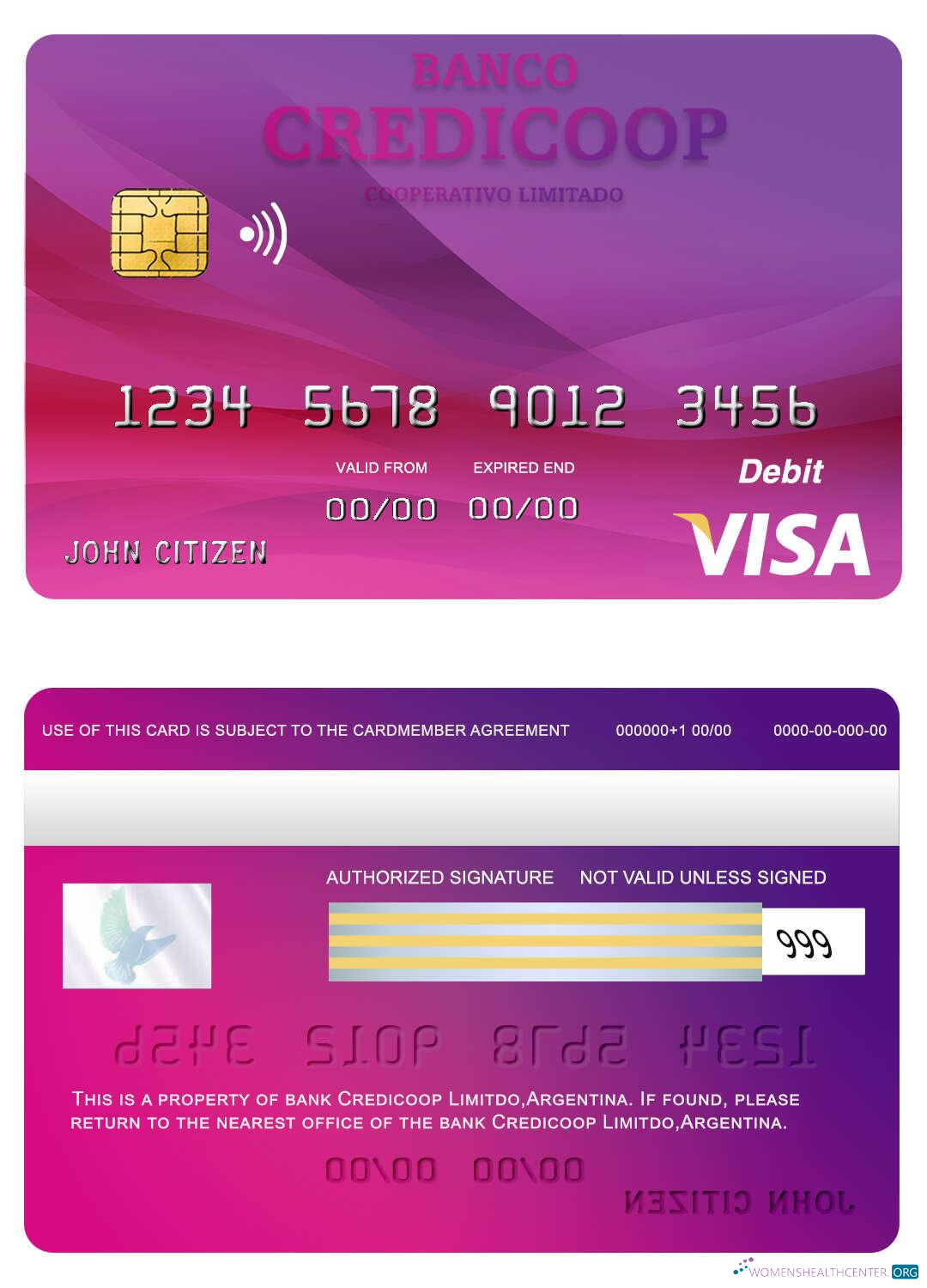 Premium Herunterladen Argentinien Bank Credicoop Visa Karte Photoshop Vorlage