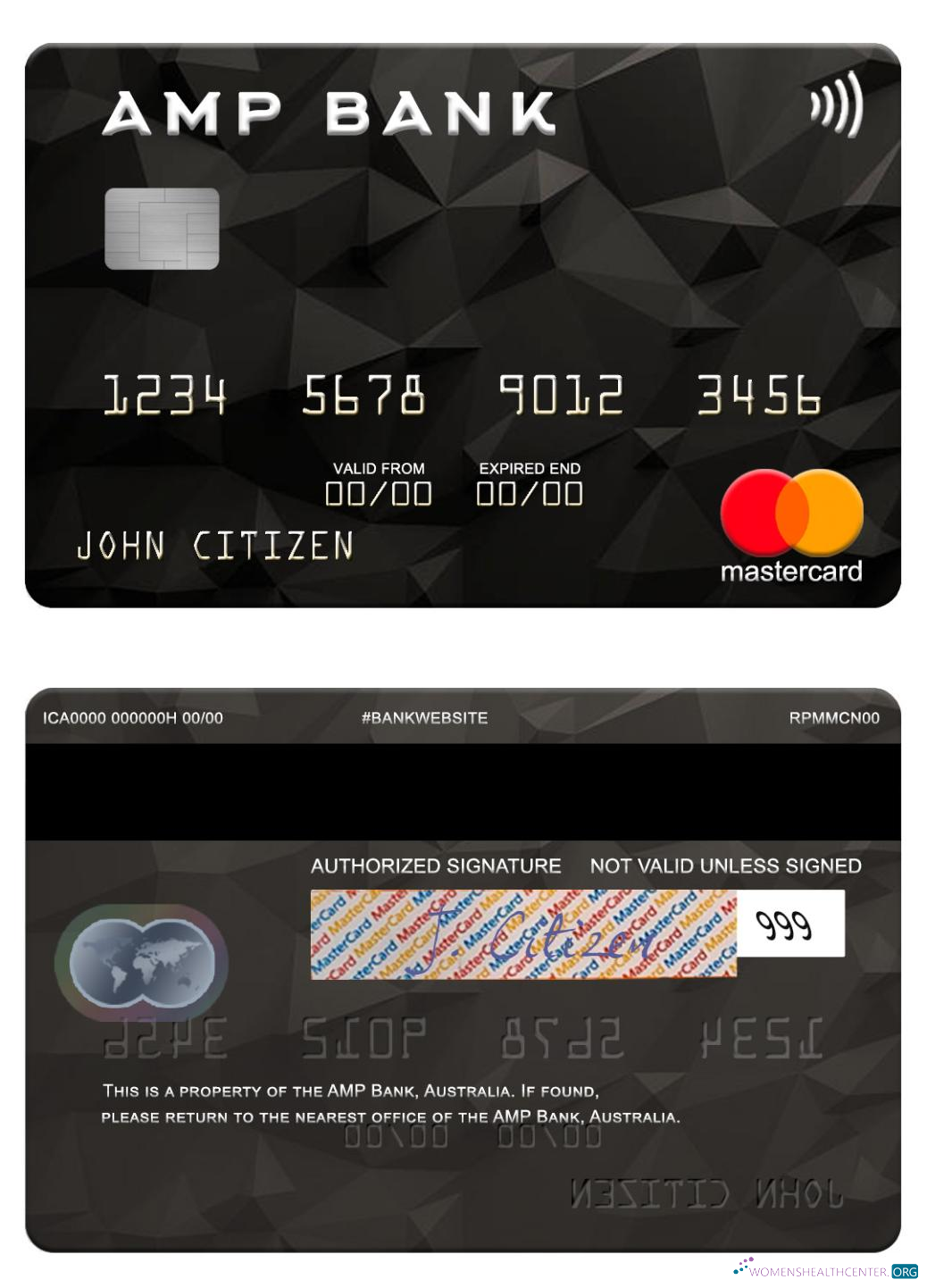 Hochwertige Herunterladen Australien AMP Bank Mastercard Photoshop Vorlage