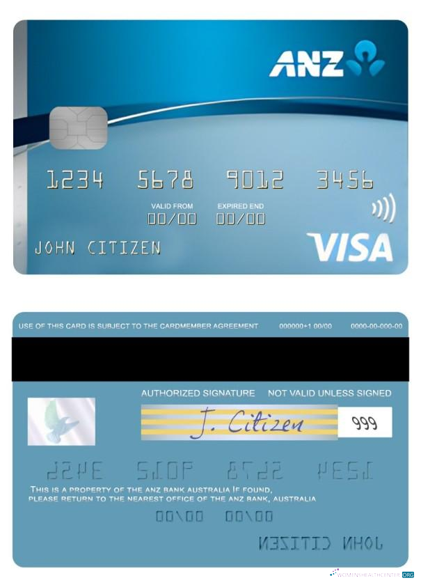 Editierbare Herunterladen Australien ANZ Low Rate Kredit Visa Karte Photoshop Vorlage