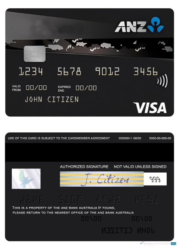 Editierbare Herunterladen Australien ANZ Rewards Black Kredit Visa Karte Photoshop Vorlage