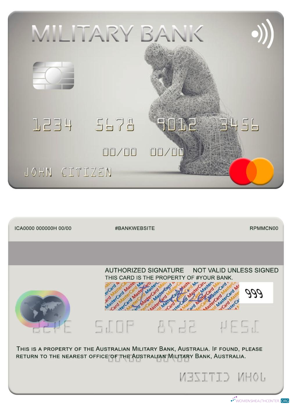 Realistische Herunterladen Australien Australian Military Bank Mastercard Photoshop Vorlage