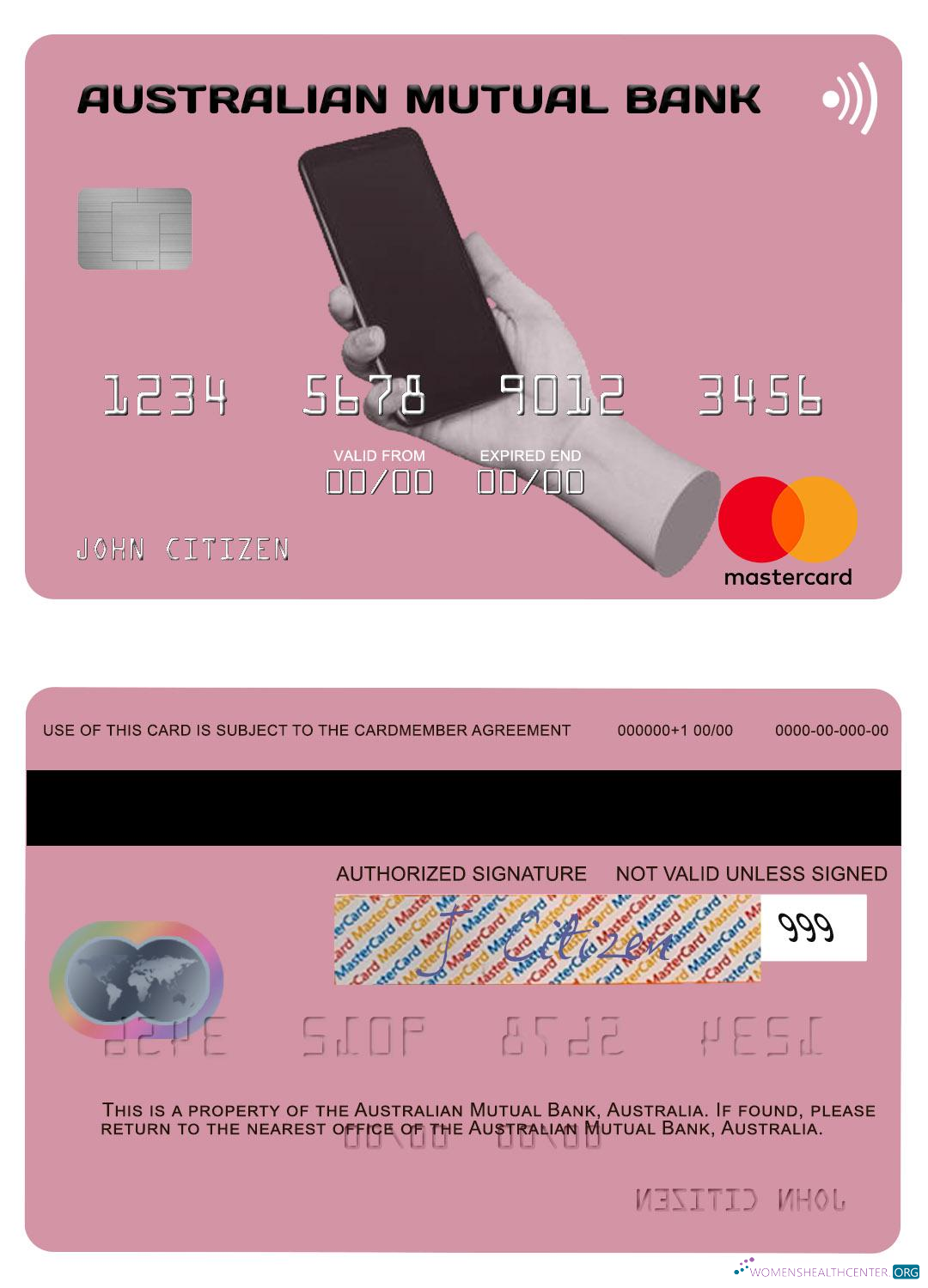 Professionelle Herunterladen Australien Australian Mutual Bank Mastercard Photoshop Vorlage