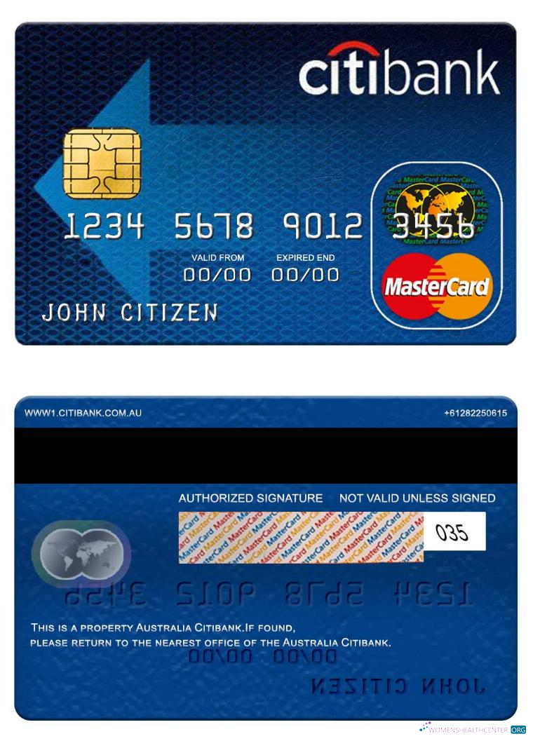 Realistische Herunterladen Australien Citibank Mastercard Photoshop Vorlage
