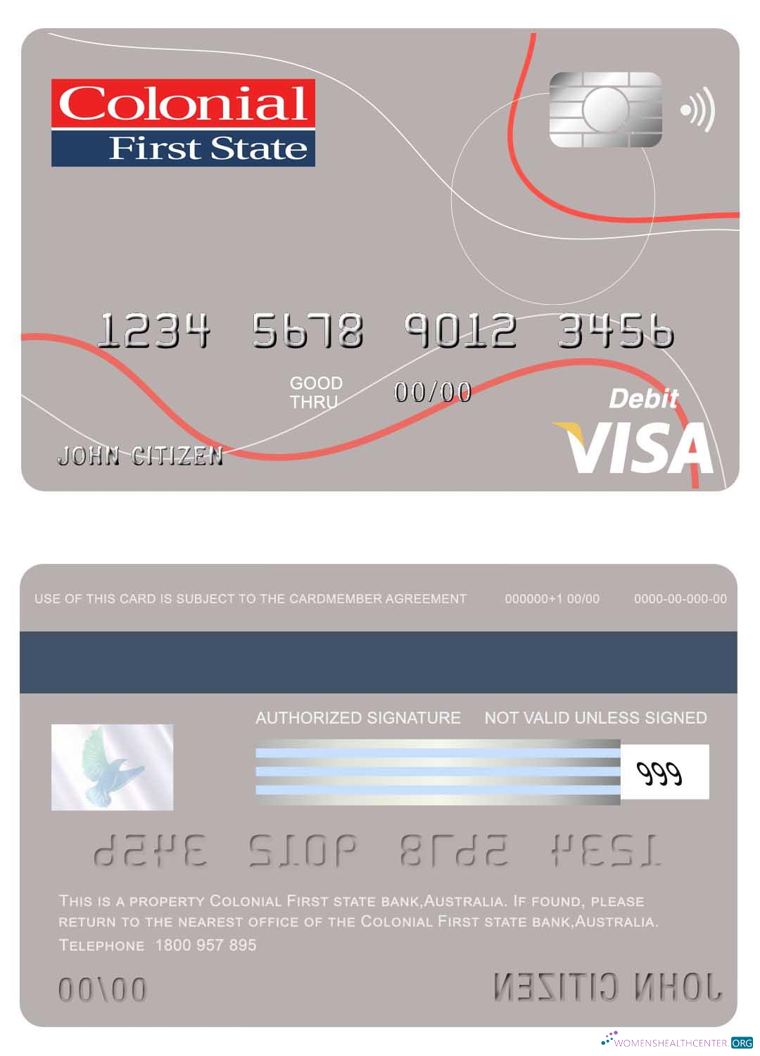 Editierbare Herunterladen Australien Colonial Erste Staatlich Bank Visa Karte Photoshop Vorlage
