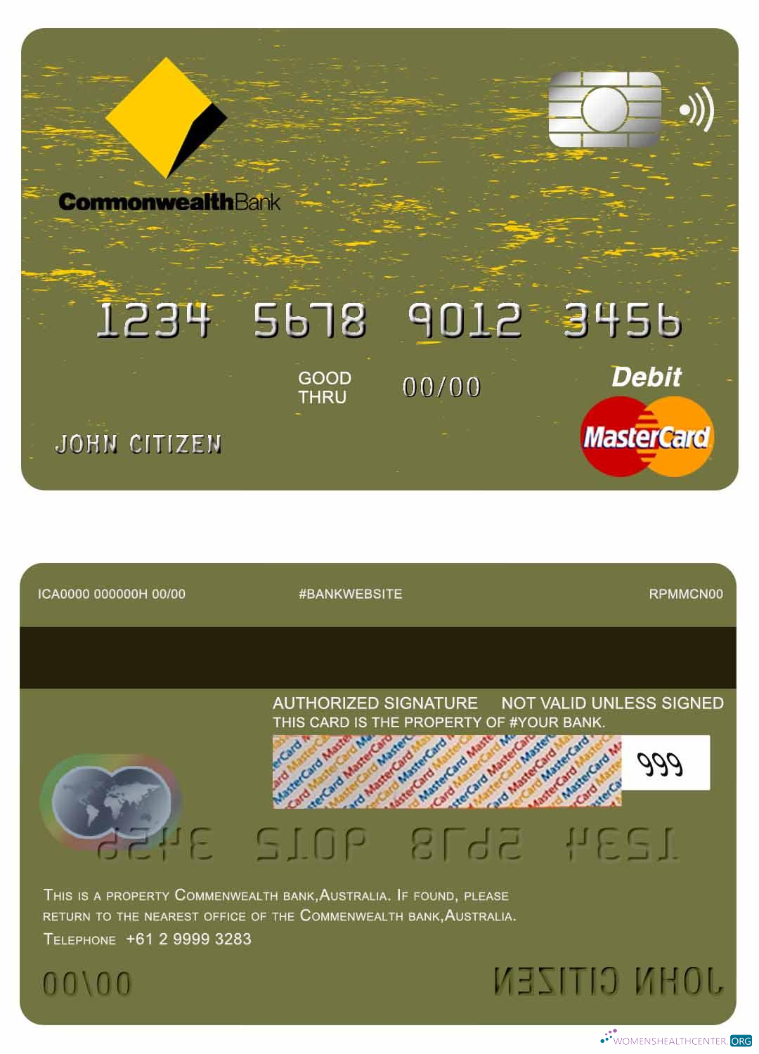 Editierbare Herunterladen Australien Commonwealth Bank Master Karte Photoshop Vorlage