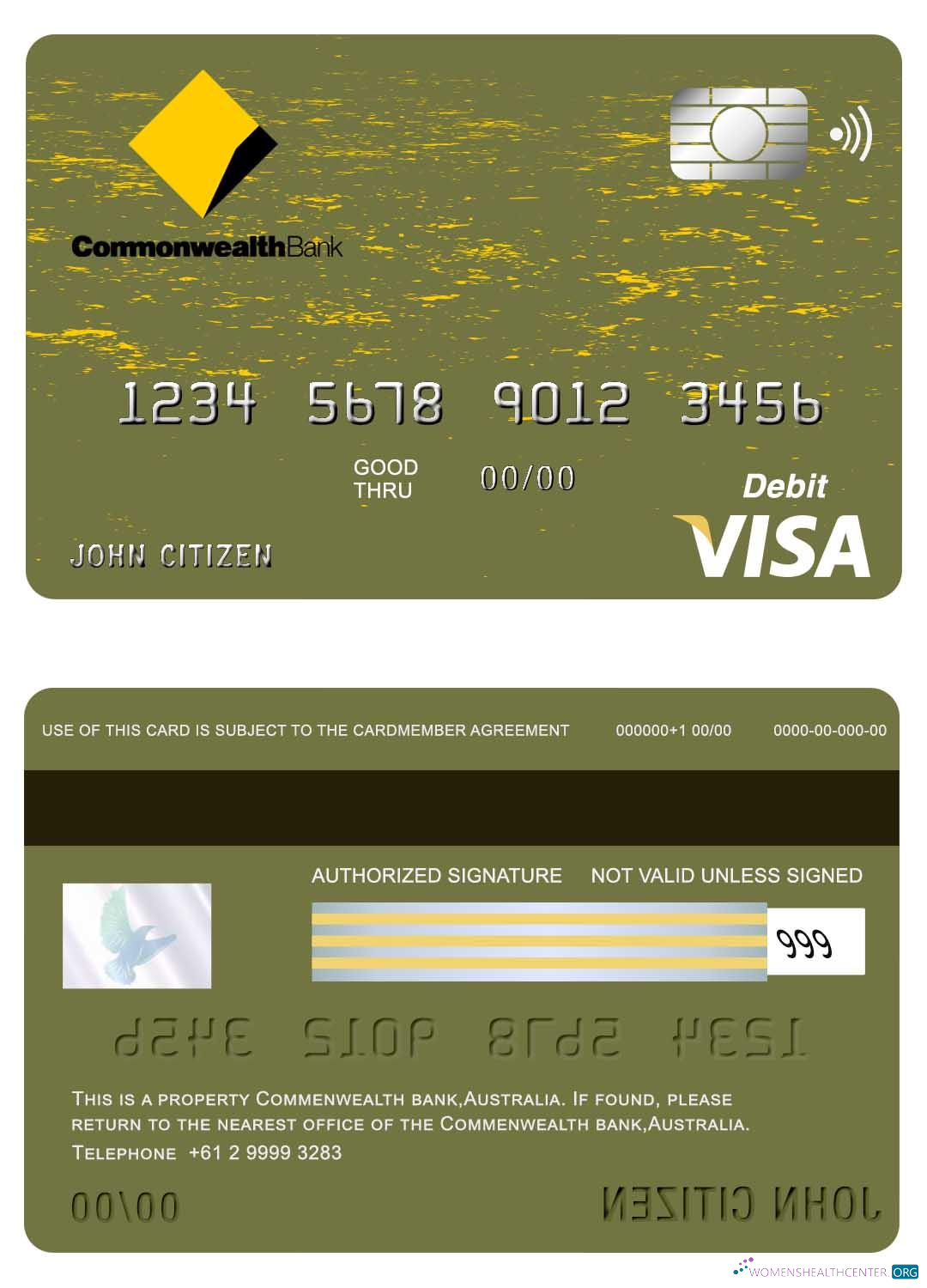 Professionelle Herunterladen Australien Commonwealth Bank Visa Karte Photoshop Vorlage