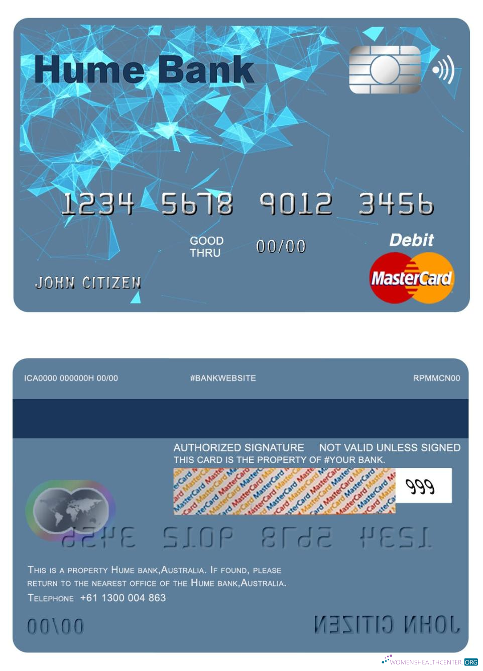 Realistische Herunterladen Australien Hume Bank Mastercard Photoshop Vorlage