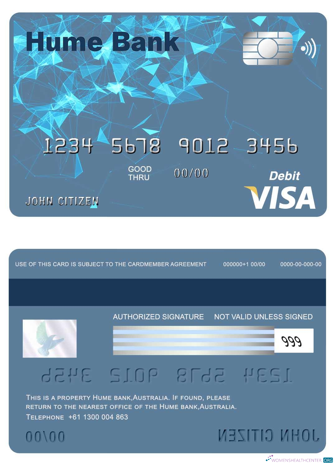 Editierbare Herunterladen Australien Hume Bank Visa Karte Photoshop Vorlage
