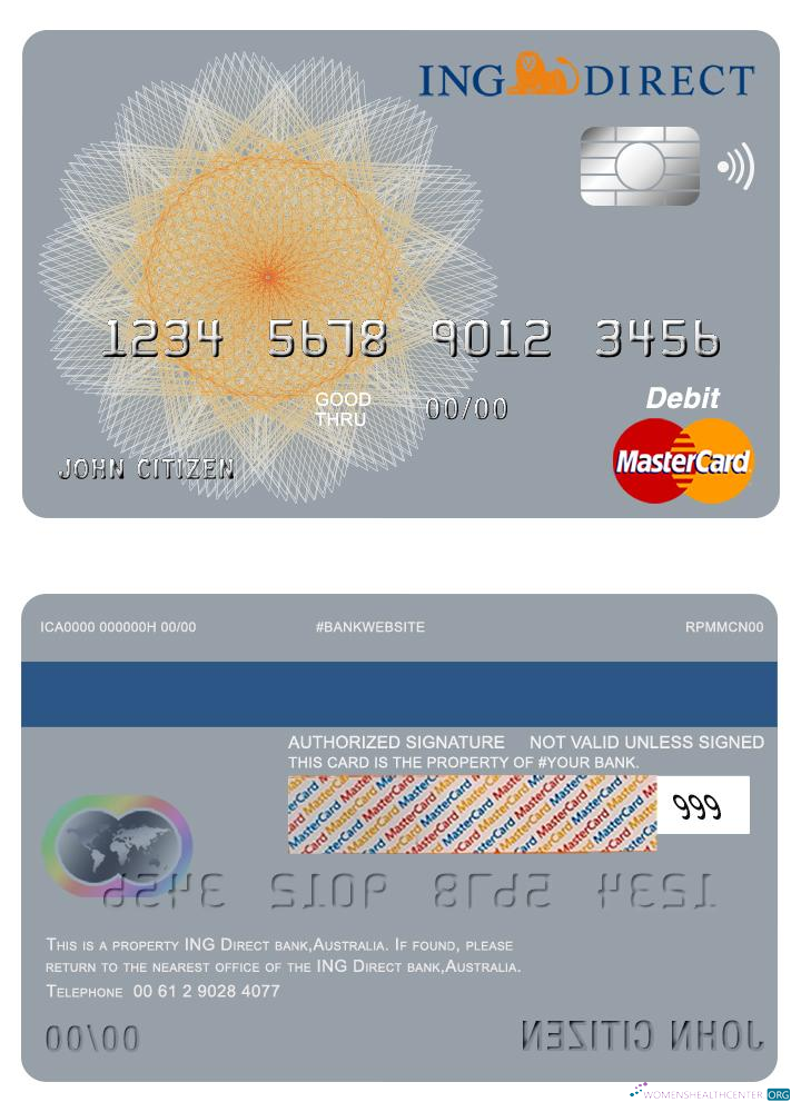 Editierbare Herunterladen Australien ING Direct Bank Master Karte Photoshop Vorlage