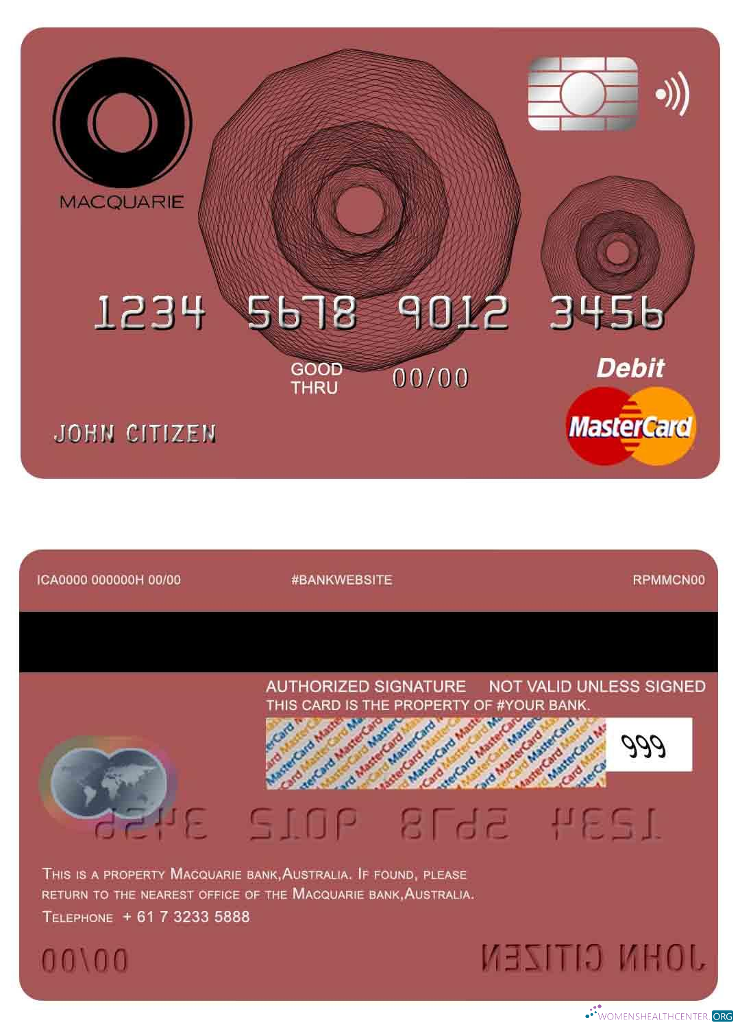 Professionelle Herunterladen Australien Macquarie Bank Mastercard Photoshop Vorlage