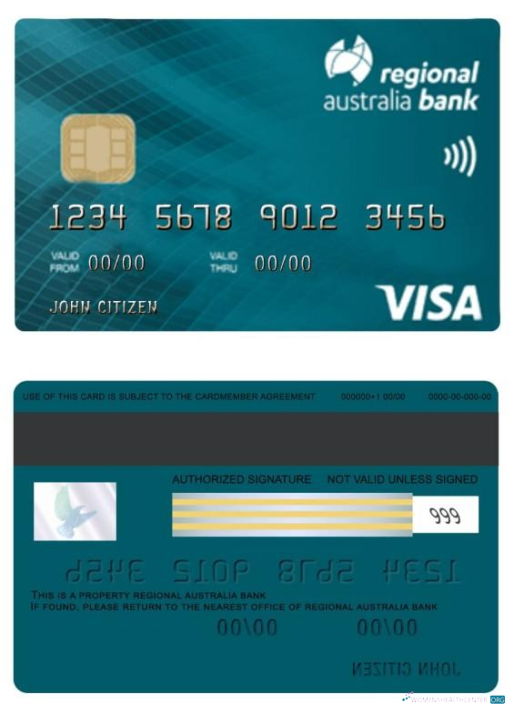 Professionelle Herunterladen Australien Regional Bank Visa Karte Photoshop Vorlage