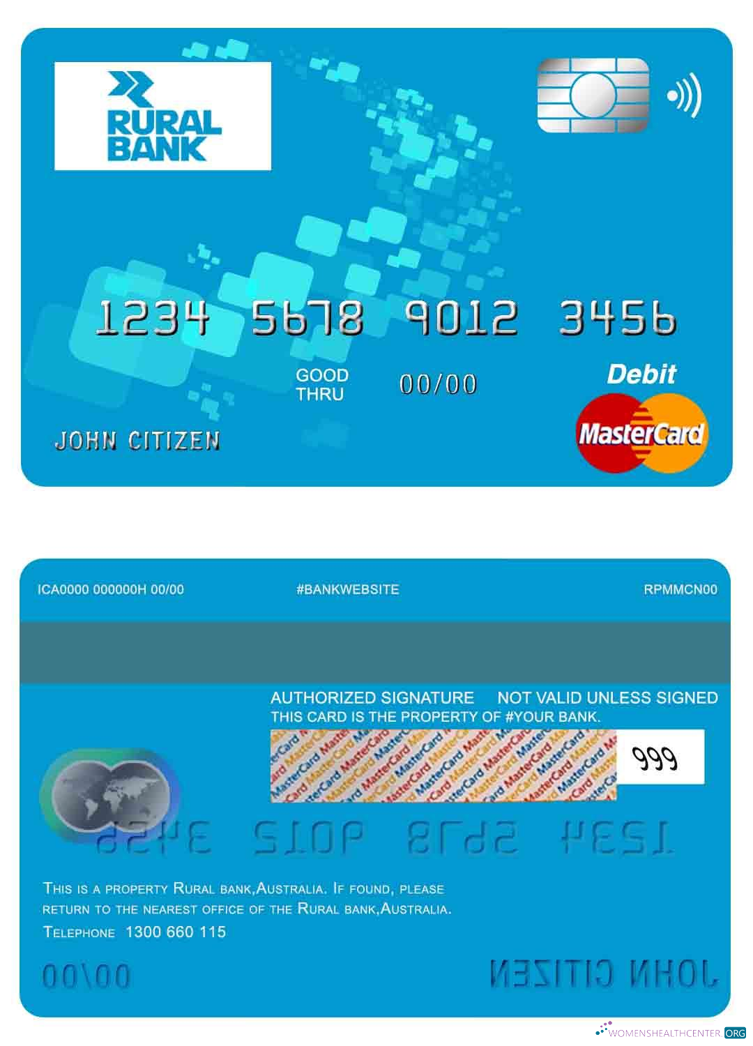 Realistische Herunterladen Australien Rural Bank Mastercard Photoshop Vorlage