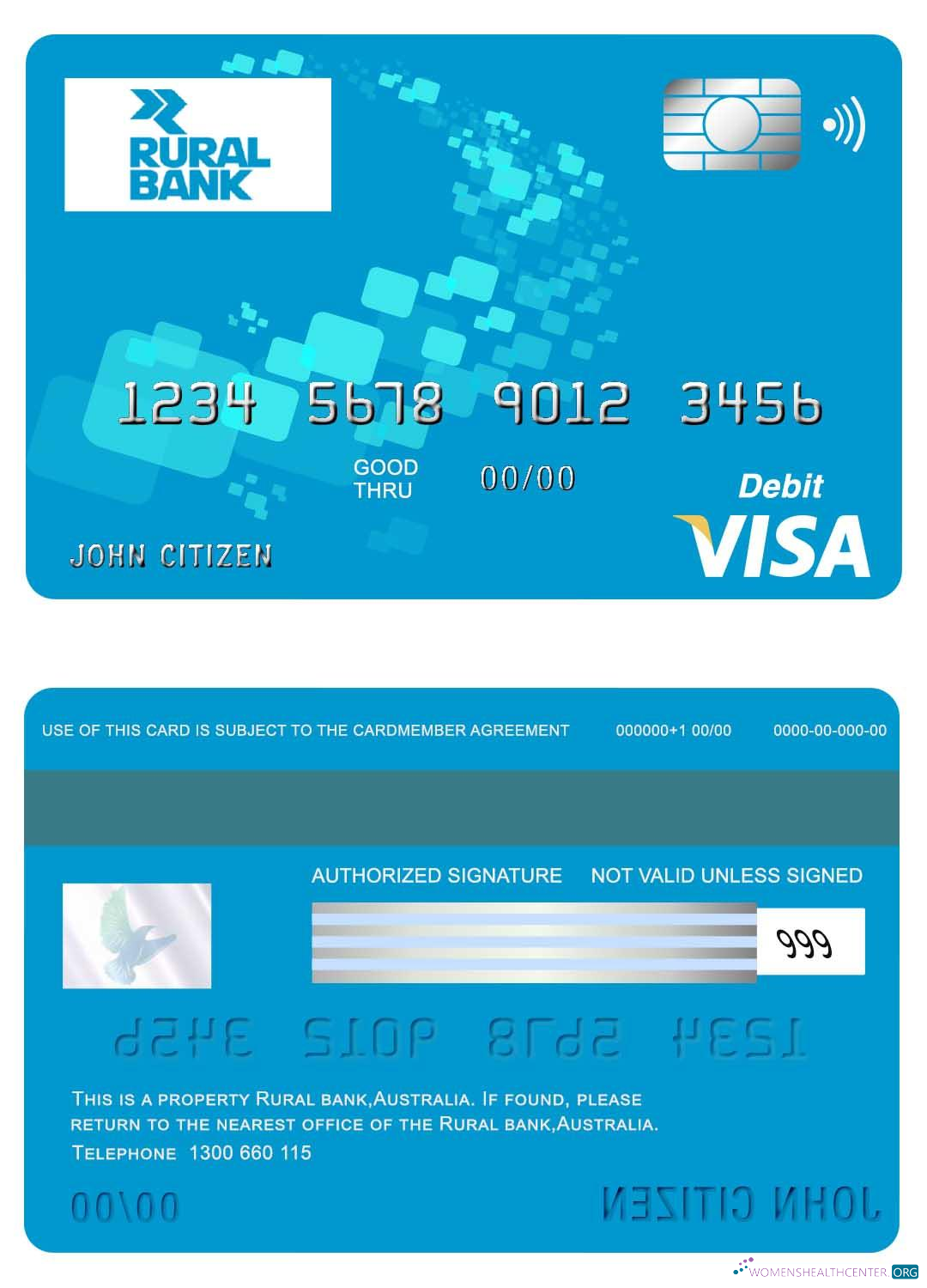 Realistische Herunterladen Australien Rural Bank Visa Karte Photoshop Vorlage