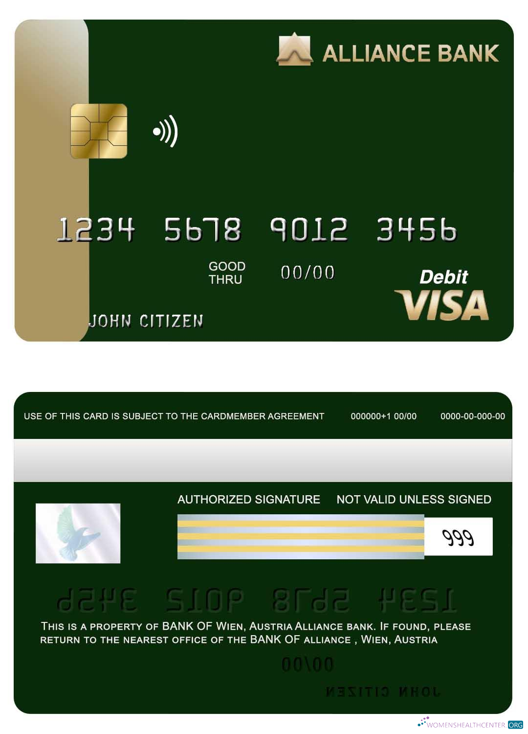 Premium Herunterladen Österreich Alliance Bank Visa Karte Photoshop Vorlage